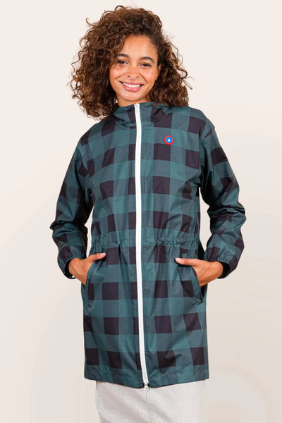 Amelot Printed - Long Raincoat - Flotte #couleur_sapin-tartan