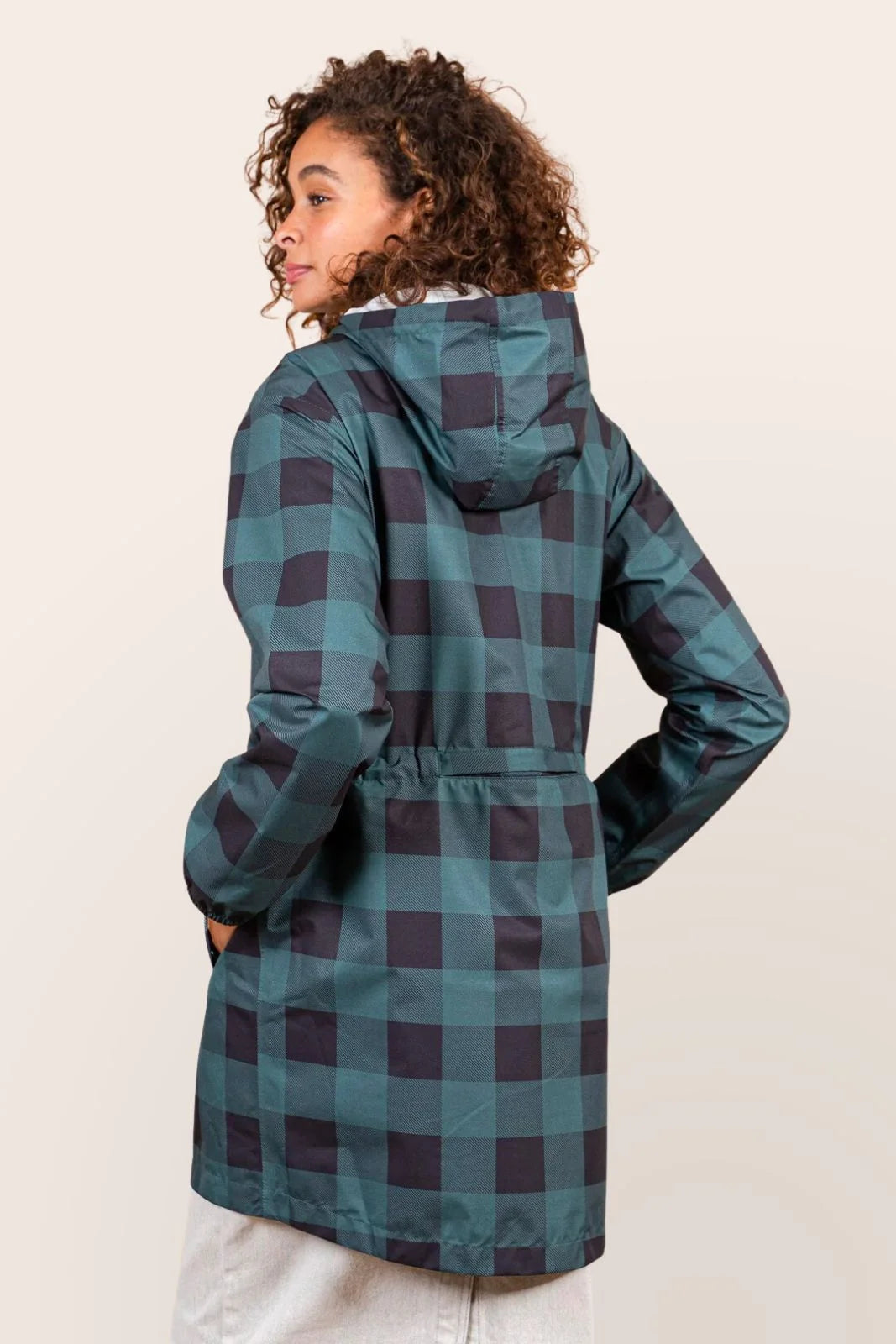 Amelot Printed - Long Raincoat - Flotte #couleur_sapin-tartan