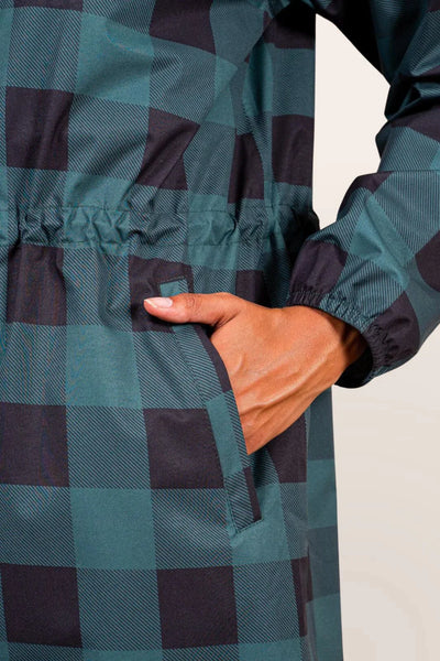 Amelot Printed - Long Raincoat - Flotte #couleur_sapin-tartan