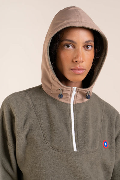 Belleville - Waterproof fleece hoodie - Flotte #couleur_kaki