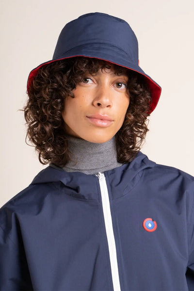 Le Bucket hat Reversible - Bucket hat Waterproof - Flotte #couleur_indigo-rouge