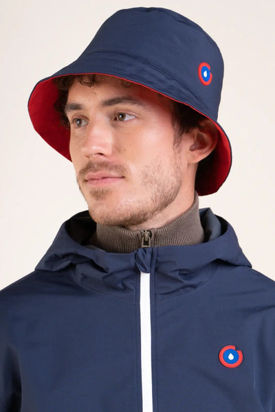 Le Bucket hat Reversible - Bucket hat Waterproof - Flotte #couleur_indigo-rouge