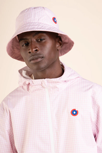 Le Bucket hat Reversible - Bucket hat Waterproof - Flotte #couleur_vichy-rose-bonbon