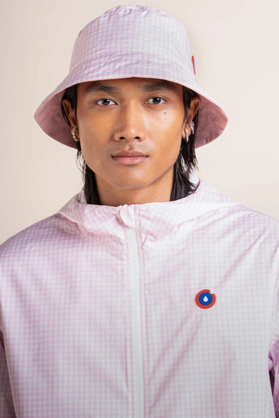 Le Bucket hat Reversible - Bucket hat Waterproof - Flotte #couleur_vichy-rose-bonbon