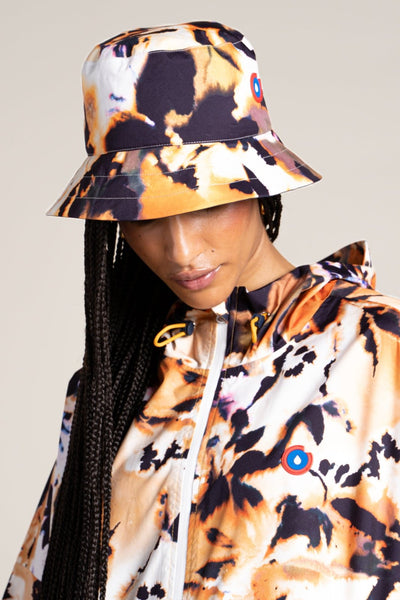 Le Bucket hat Reversible - Bucket hat Imperméable - Flotte color indigo printed iris #couleur_iris-indigo