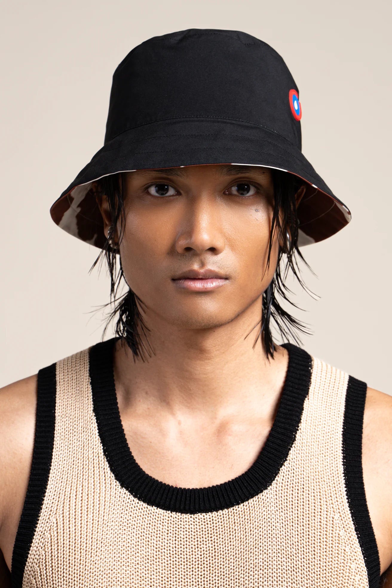 The Reversible Bucket hat - Waterproof Bucket hat - Flotte color Black printed cow Black