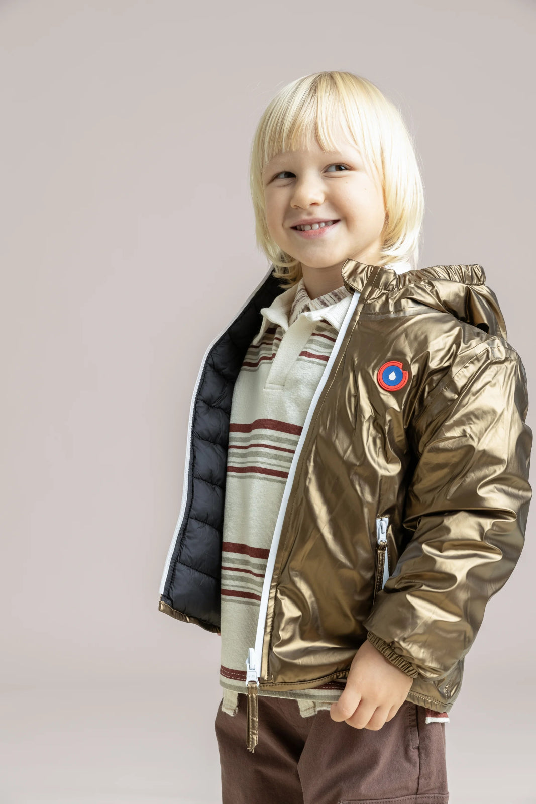 Chaligny - Children's Reversible Down Jacket - Flotte #couleur_gold-Black