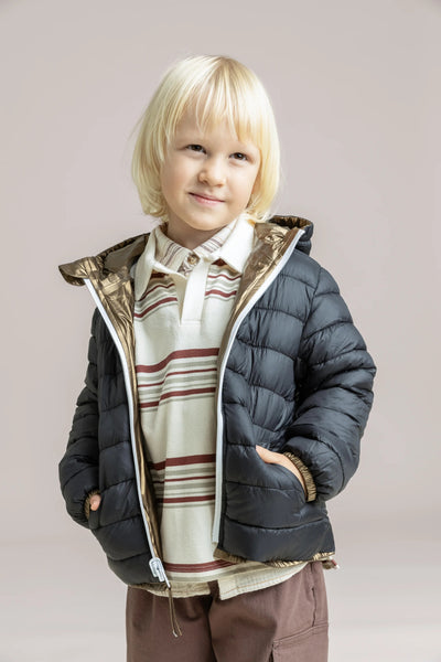 Chaligny - Children's Reversible Down Jacket - Flotte #couleur_gold-Black