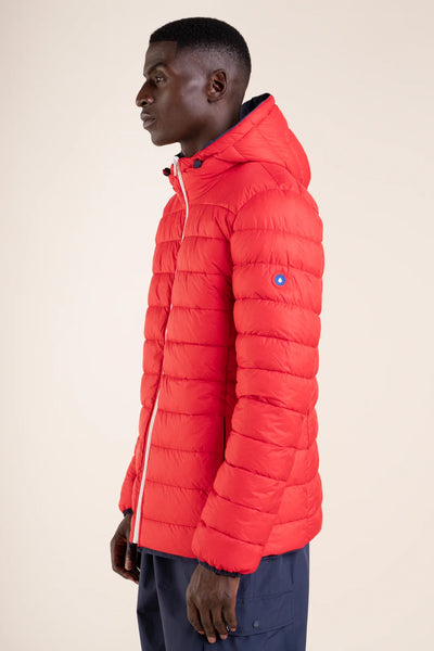 Charonne - Waterproof reversible down jacket - Flotte #couleur_indigo-rouge
