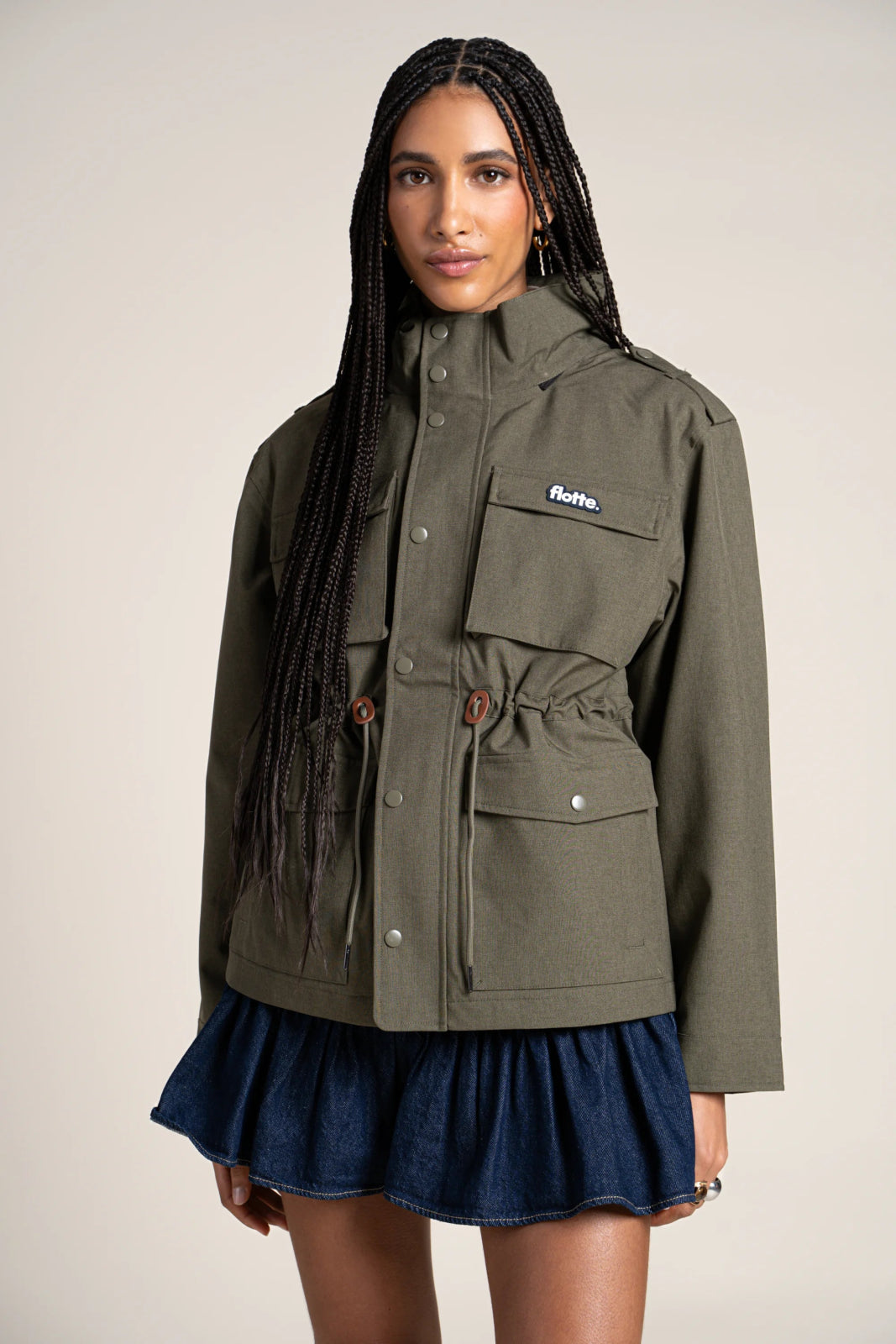 Flandres - Waterproof multi-pocket safari jacket with drawstrings at waist - color kaki #couleur_kaki