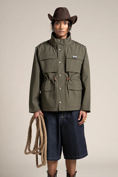 Flandres - Waterproof multi-pocket safari jacket with drawstrings at waist - color kaki #couleur_kaki