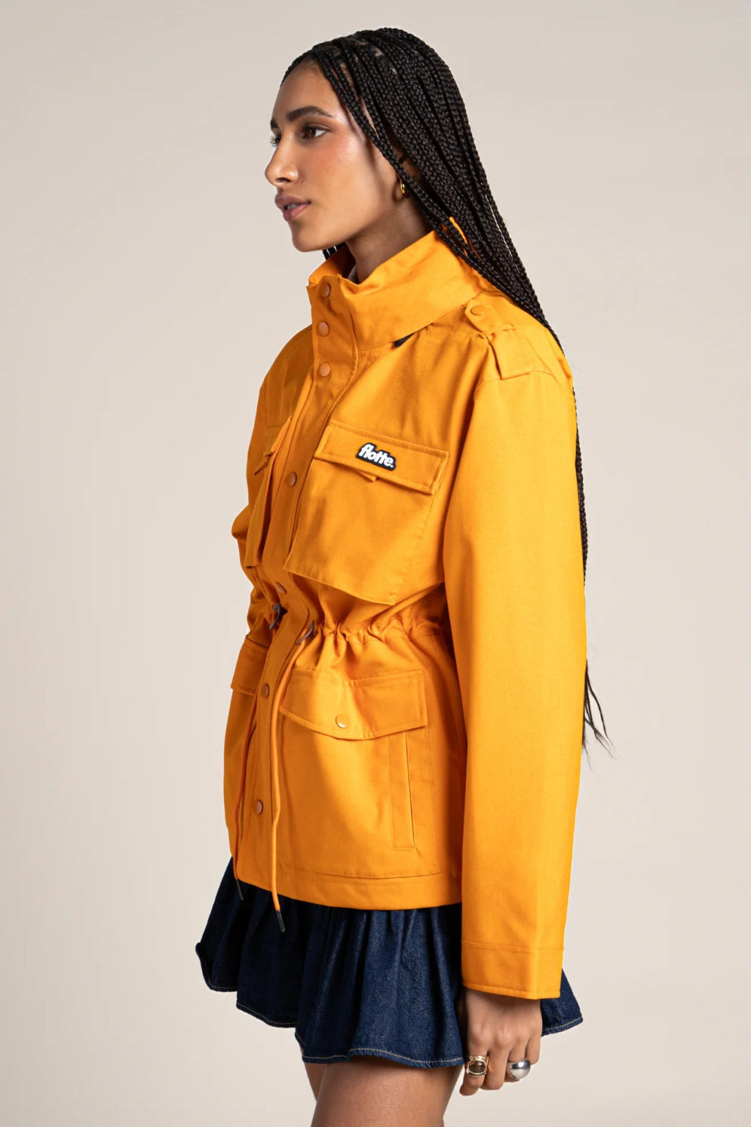 Flandres - Waterproof multi-pocket safari jacket with drawstrings at waist - color apricot #couleur_abricot