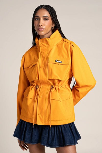 Flandres - Waterproof multi-pocket safari jacket with drawstrings at waist - color apricot #couleur_abricot