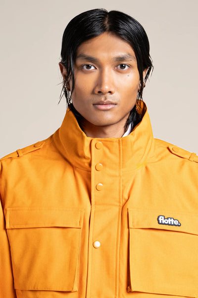 Flandres - Waterproof multi-pocket safari jacket with drawstrings at waist - color apricot #couleur_abricot