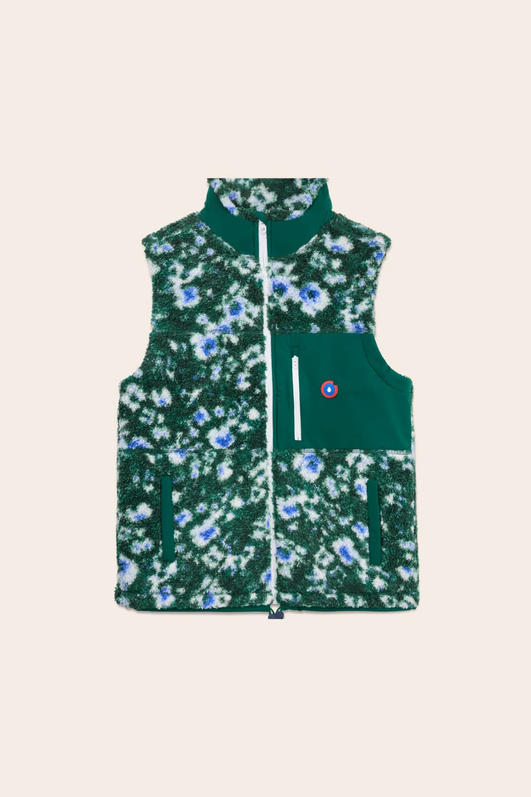 Sleeveless Fleece Jacket in Geranium/Fir 