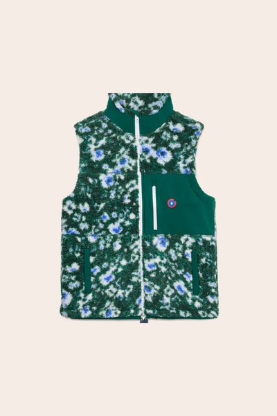 Sleeveless fleece jacket color Géranium/Sapin #couleur_geranium-sapin