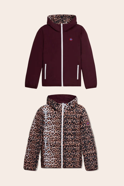 Charonne - Reversible down jacket - Flotte #couleur_prune-leopard