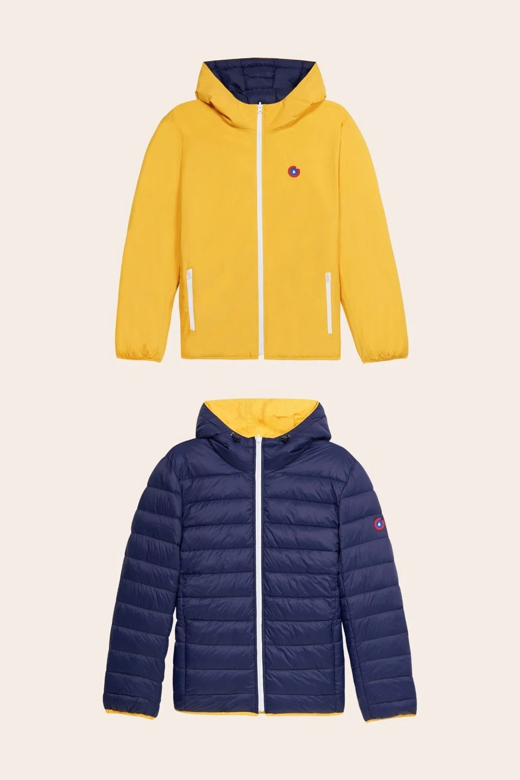  Charonne - Reversible down jacket - Flotte #couleur_citron-indigo