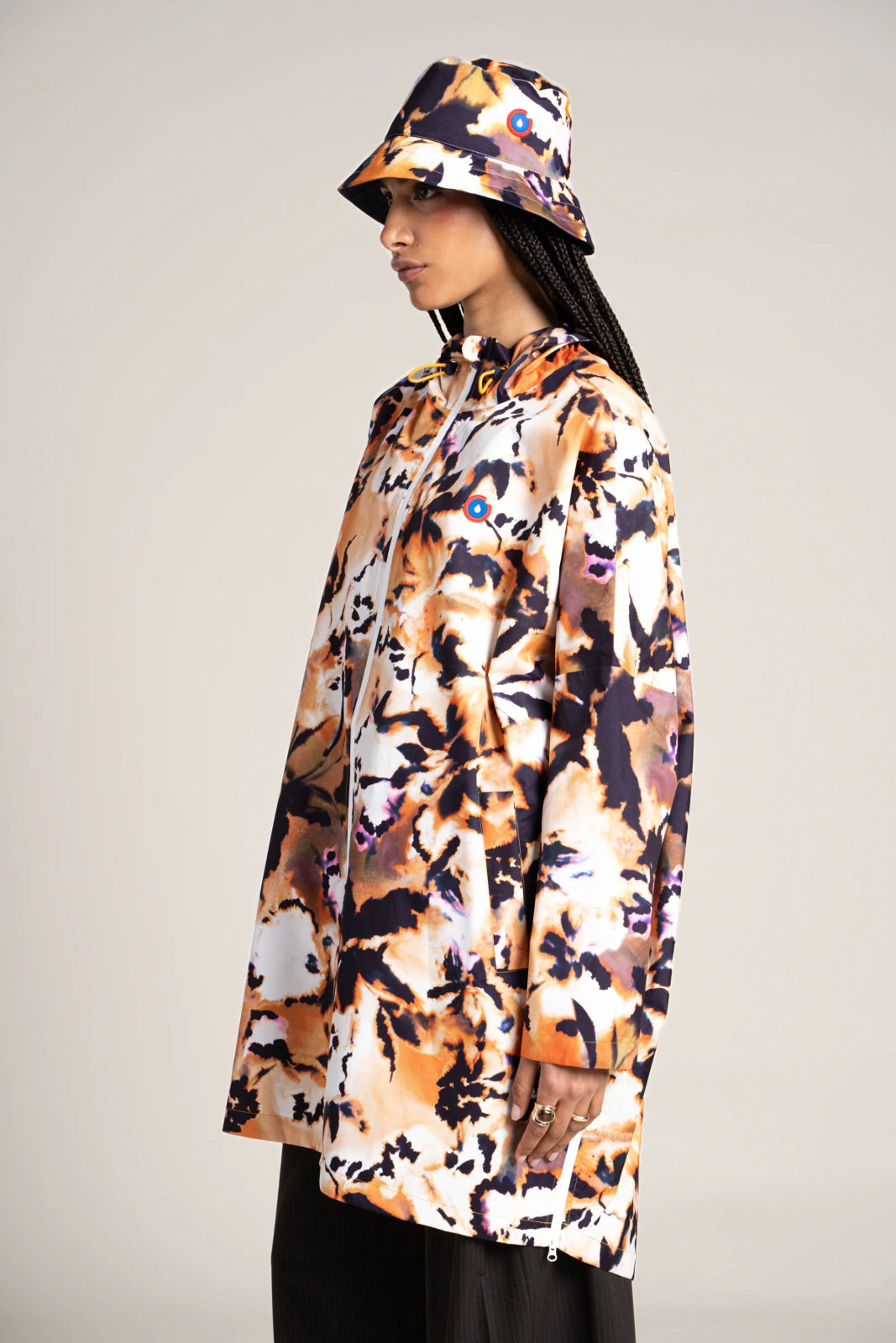 Liberté - Cape de pluie - Modulable windbreaker jacket - Flotte - color iris print flowers #couleur_iris