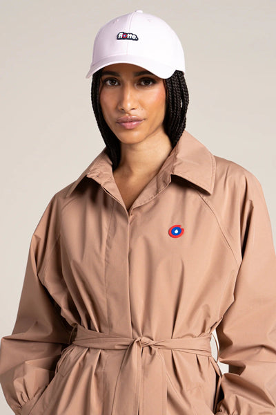 Madeleine - Long waterproof trenchcoat with belt - Flotte couleur cannelle #couleur_cannelle