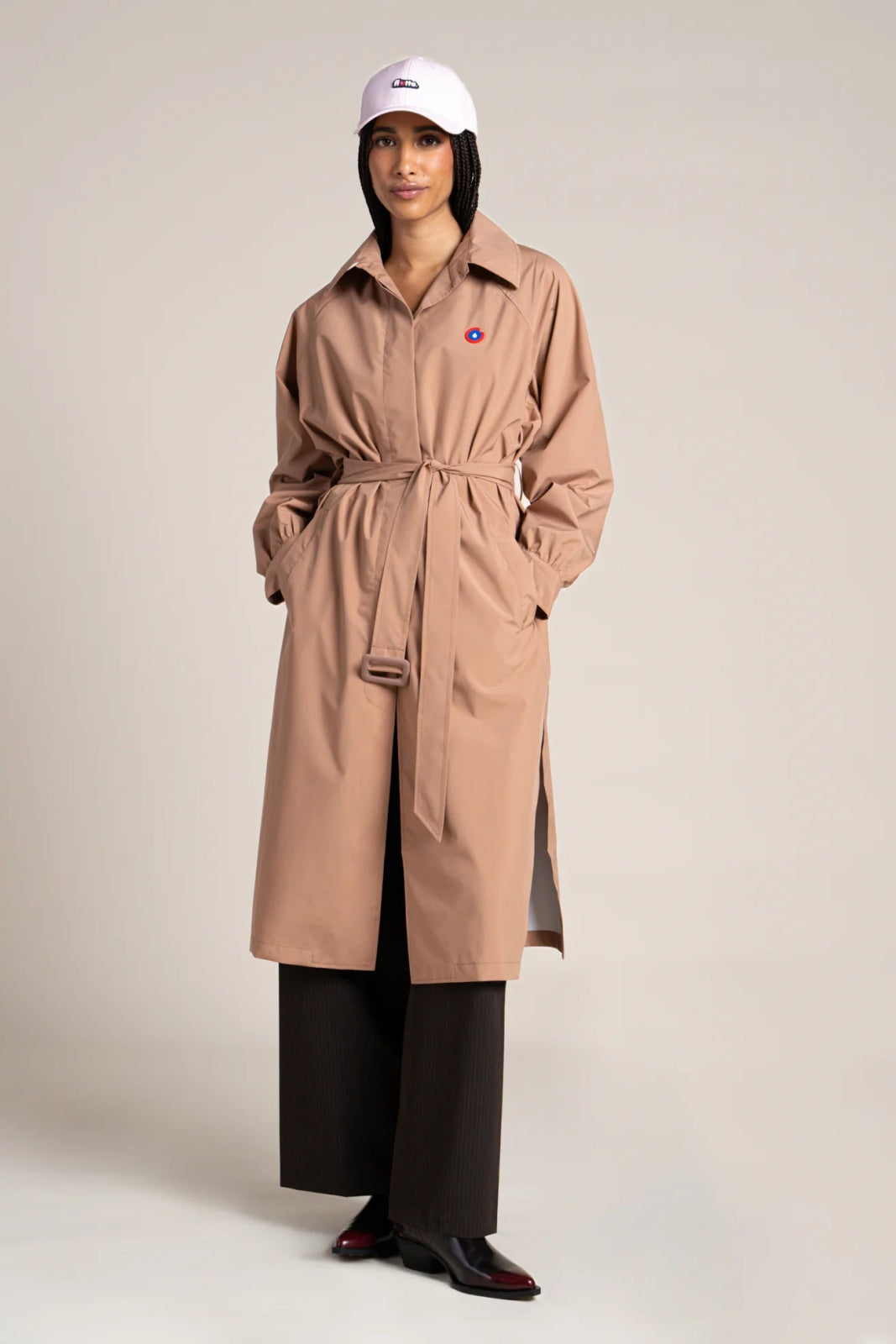 Madeleine - Waterproof long trenchcoat with belt - Cinnamon-colored Flotte 