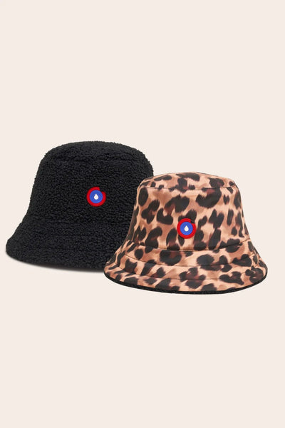 Bucket hat Marceau reversible fleece and raincoat #couleur_new-leopard-Black