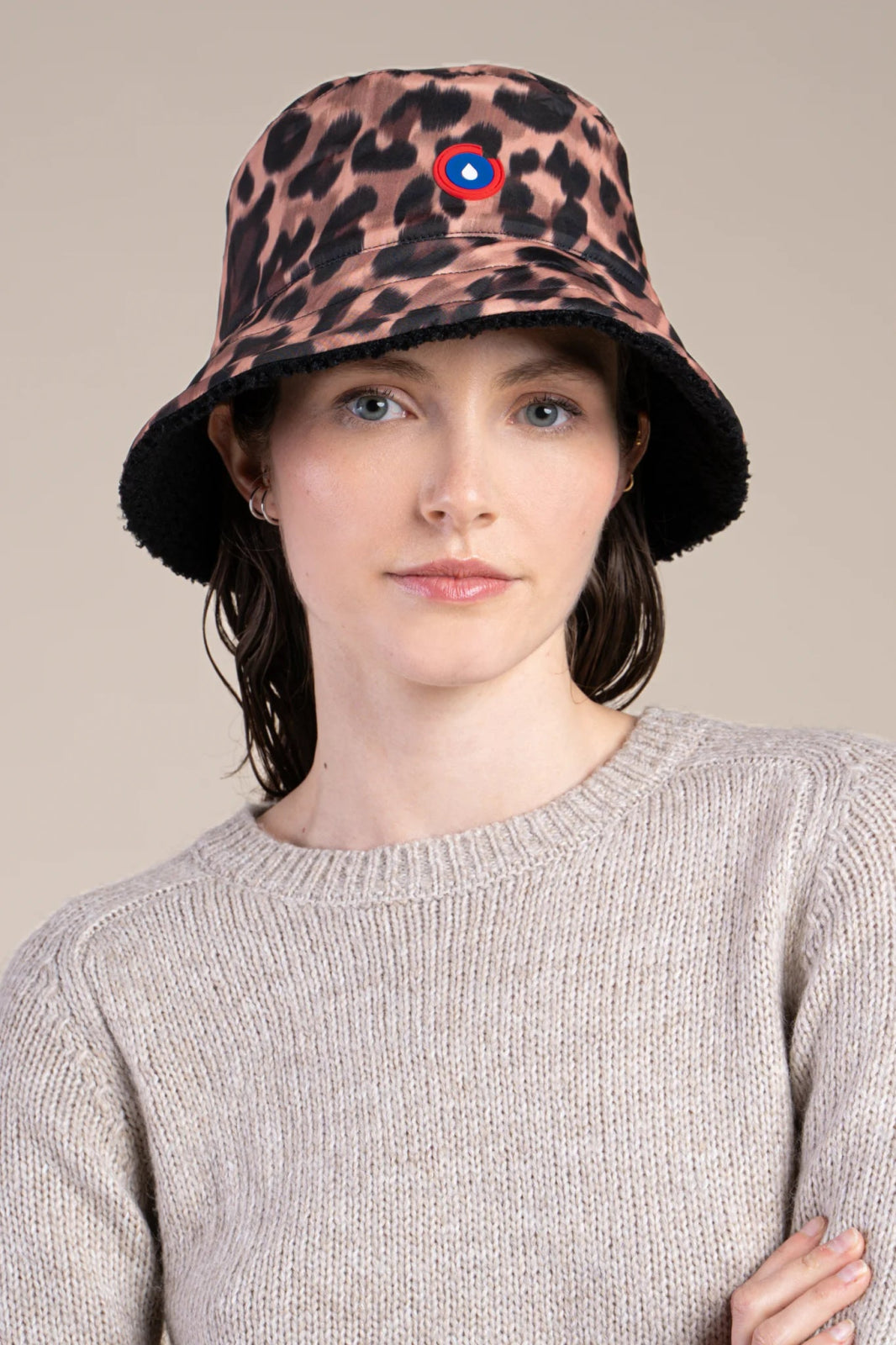 Bucket hat Marceau reversible fleece and raincoat #couleur_new-leopard-Black