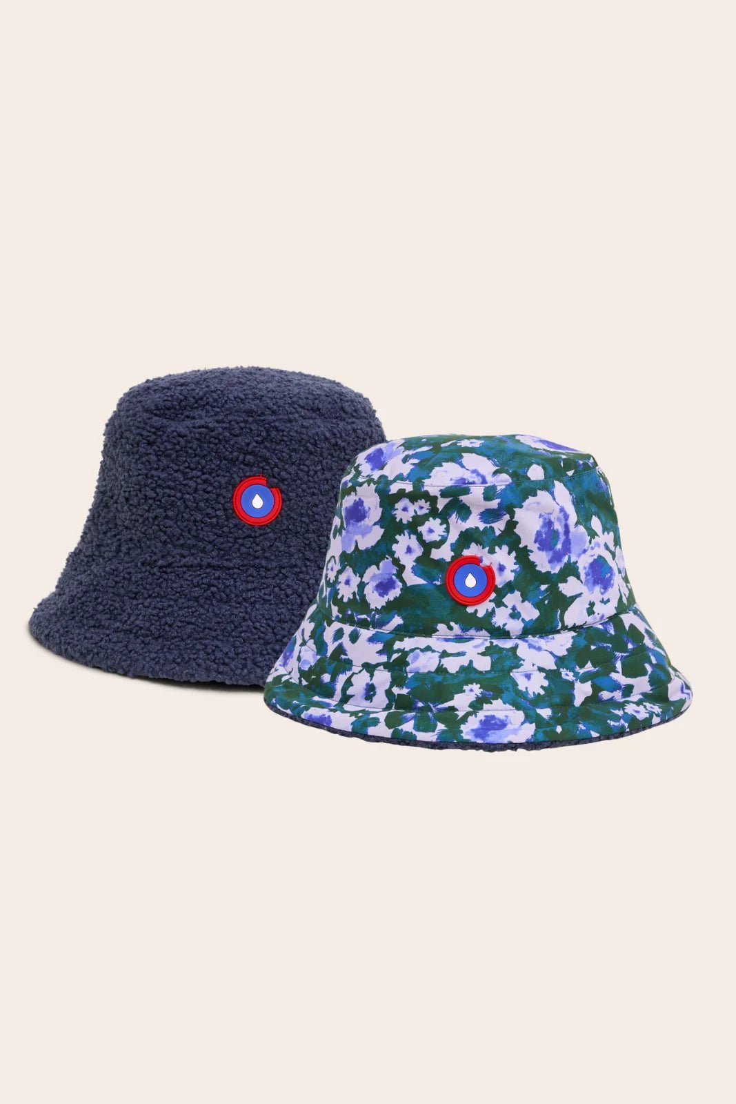 Bucket hat Marceau reversible fleece and raincoat #couleur_geranium-indigo