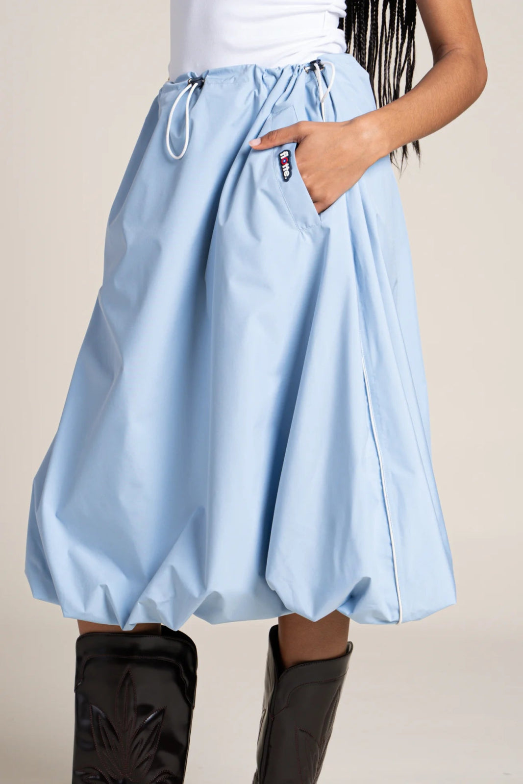 Mirabeau - Oversized waterproof balloon skirt with tightened waist - sky color #couleur_ciel