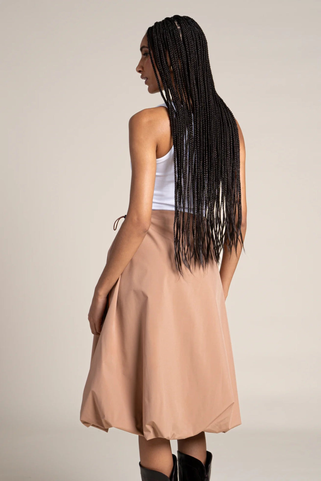 Mirabeau - Waterproof oversized balloon skirt with tightened waist - color cinnamon #couleur_cannelle