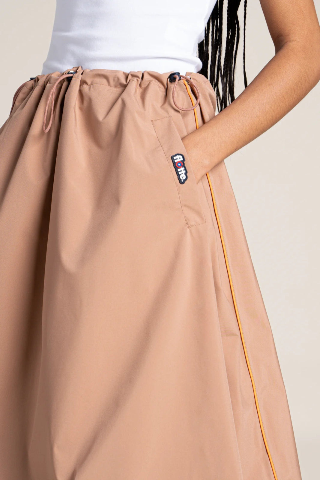 Mirabeau - Waterproof oversized balloon skirt with tightened waist - color cinnamon #couleur_cannelle