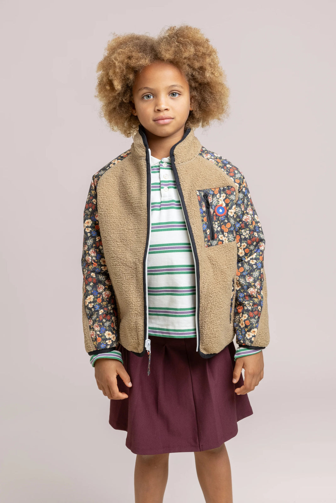 Monceau - Reversible Fleece Jacket -Children - Flotte #couleur_sahara-bloom