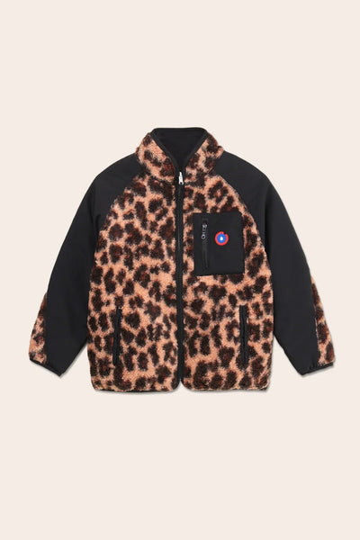 Monceau - Reversible Fleece Jacket -Children - Flotte #couleur_new-leopard-Black