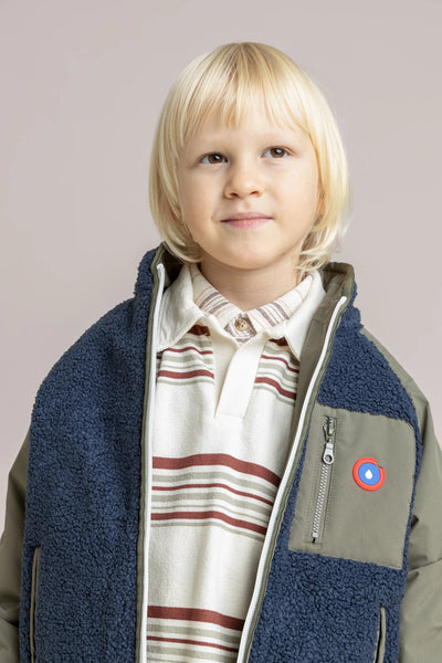 Monceau - Reversible Fleece Jacket -Children - Flotte #couleur_kaki-indigo