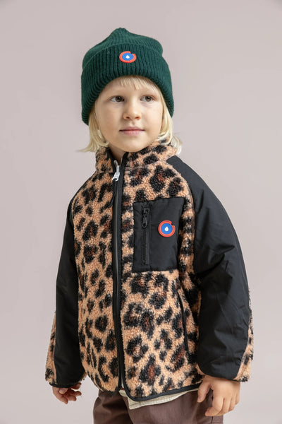 Monceau - Reversible Fleece Jacket -Children - Flotte #couleur_new-leopard-Black