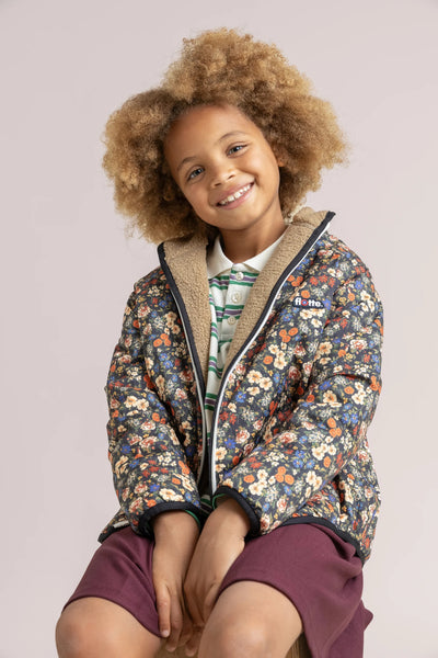 Monceau - Reversible Fleece Jacket -Children - Flotte #couleur_sahara-bloom