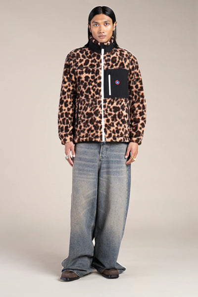 Leopard-colored fleece jacket/Black #couleur_new-leopard-Black