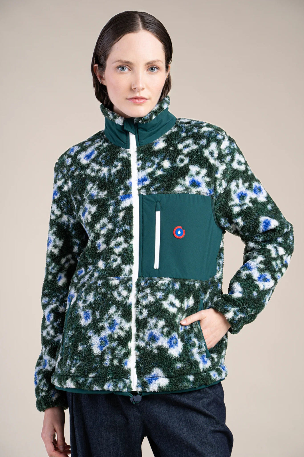 Fleece jacket color geranium/fir #couleur_geranium-sapin