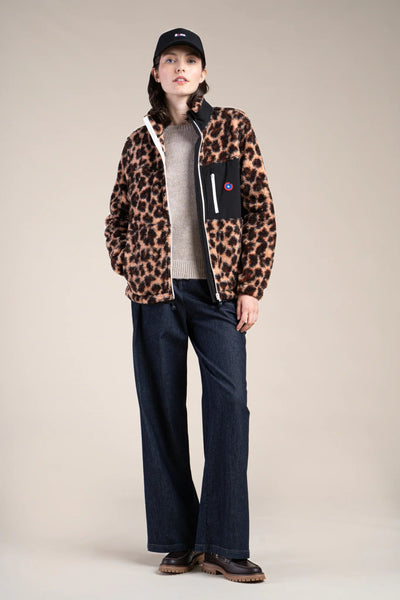 Leopard-colored fleece jacket/Black #couleur_new-leopard-Black