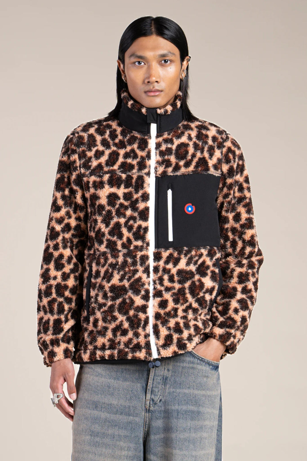 Leopard-colored fleece jacket/Black #couleur_new-leopard-Black