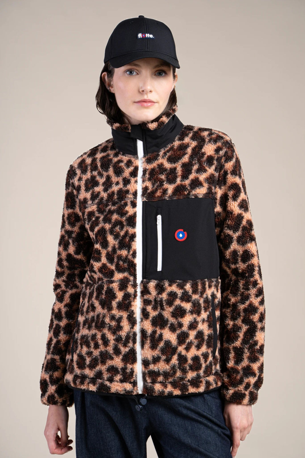 Leopard-colored fleece jacket/Black #couleur_new-leopard-Black