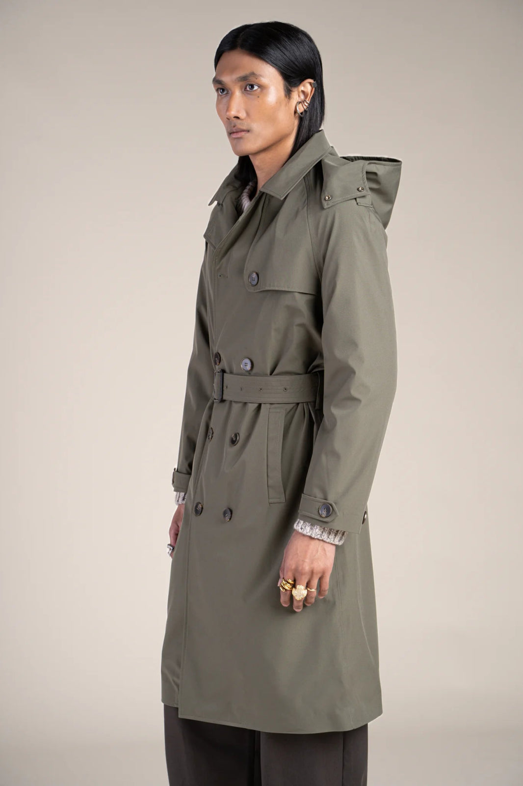 Montaigne - Waterproof trench coat - Flotte #couleur_kaki