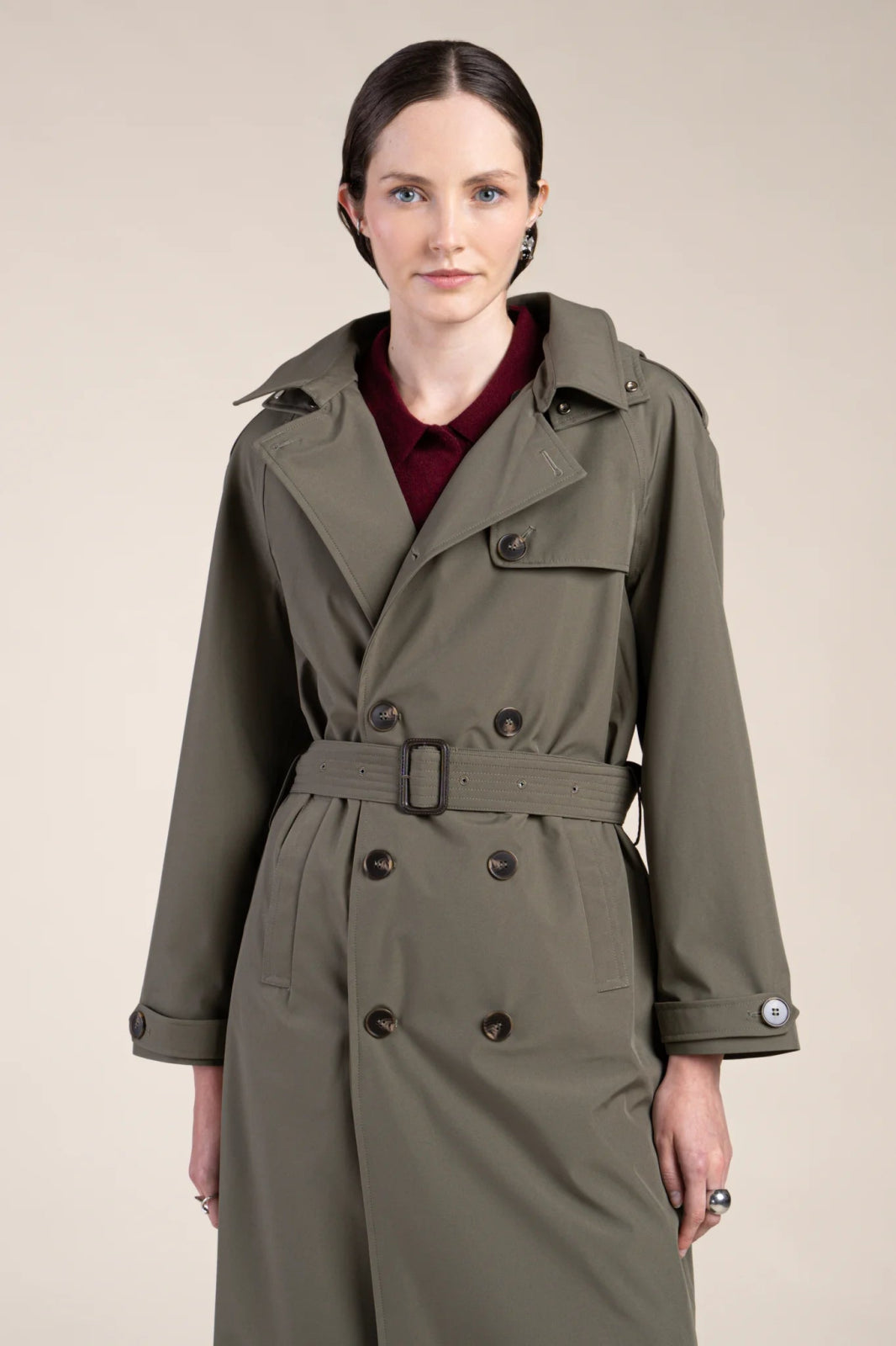 Montaigne - Waterproof trench coat - Flotte #couleur_kaki