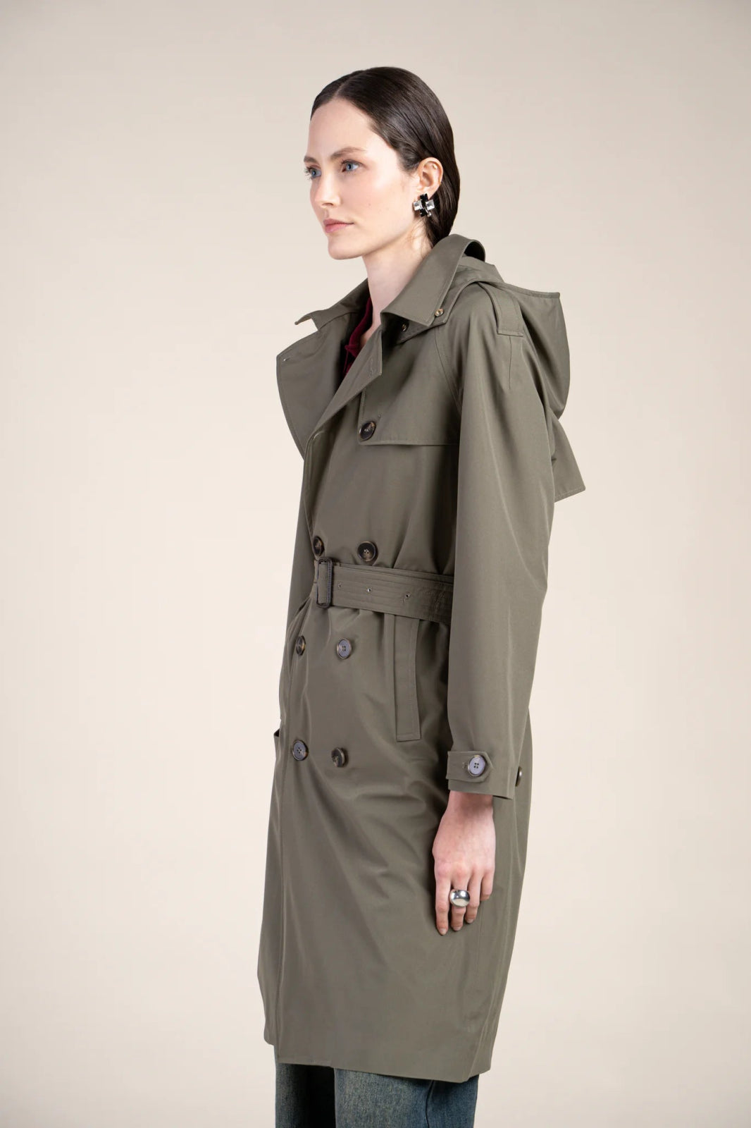 Montaigne - Waterproof trench coat - Flotte #couleur_kaki