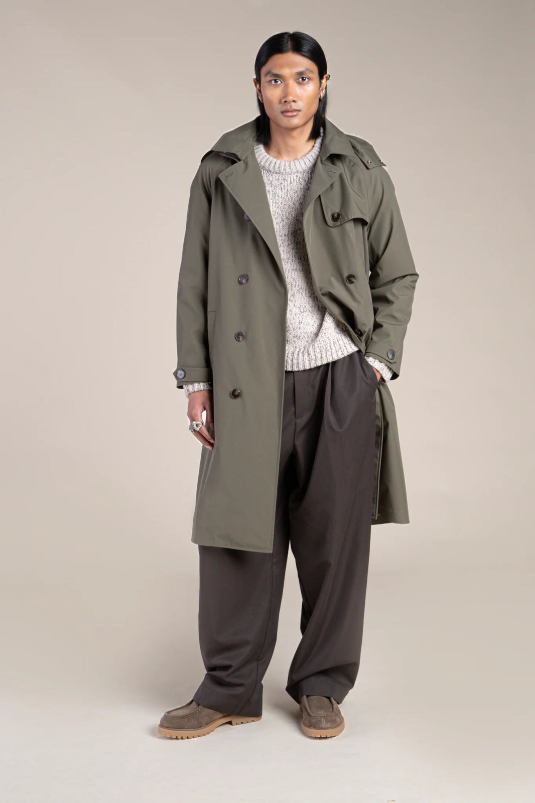 Montaigne - Waterproof trench coat - Flotte #couleur_kaki