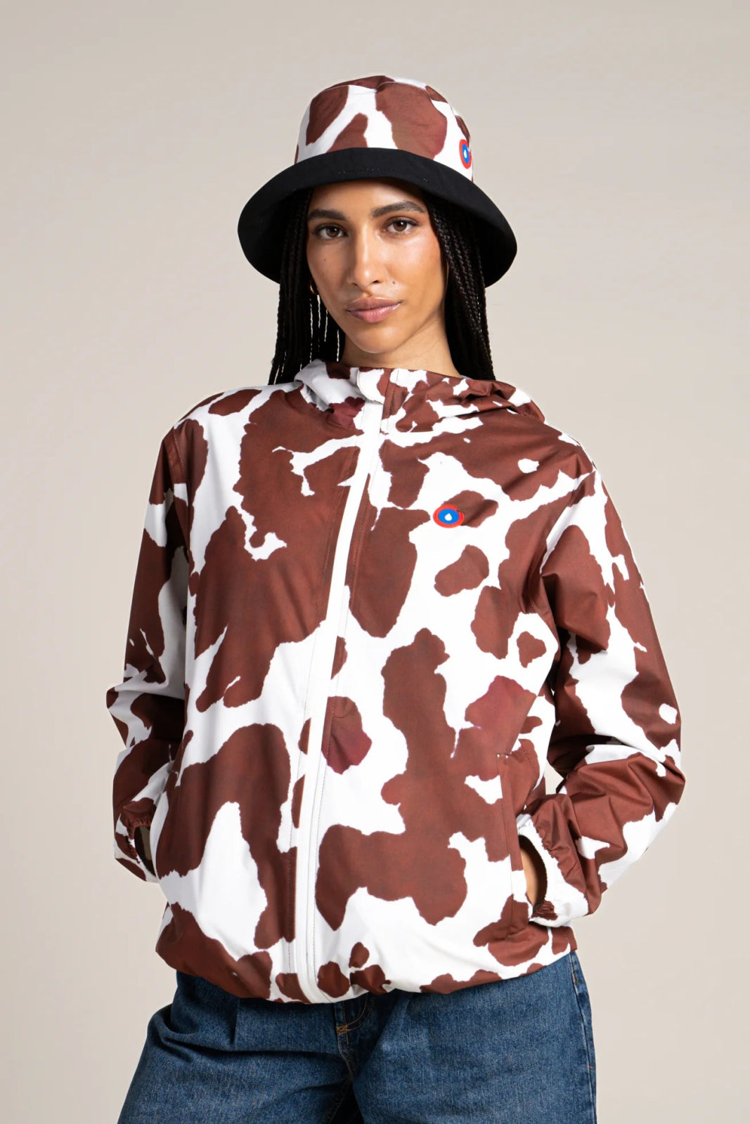 Passy - Raincoat Windbreaker Short - Flotte cow print color #couleur_cow