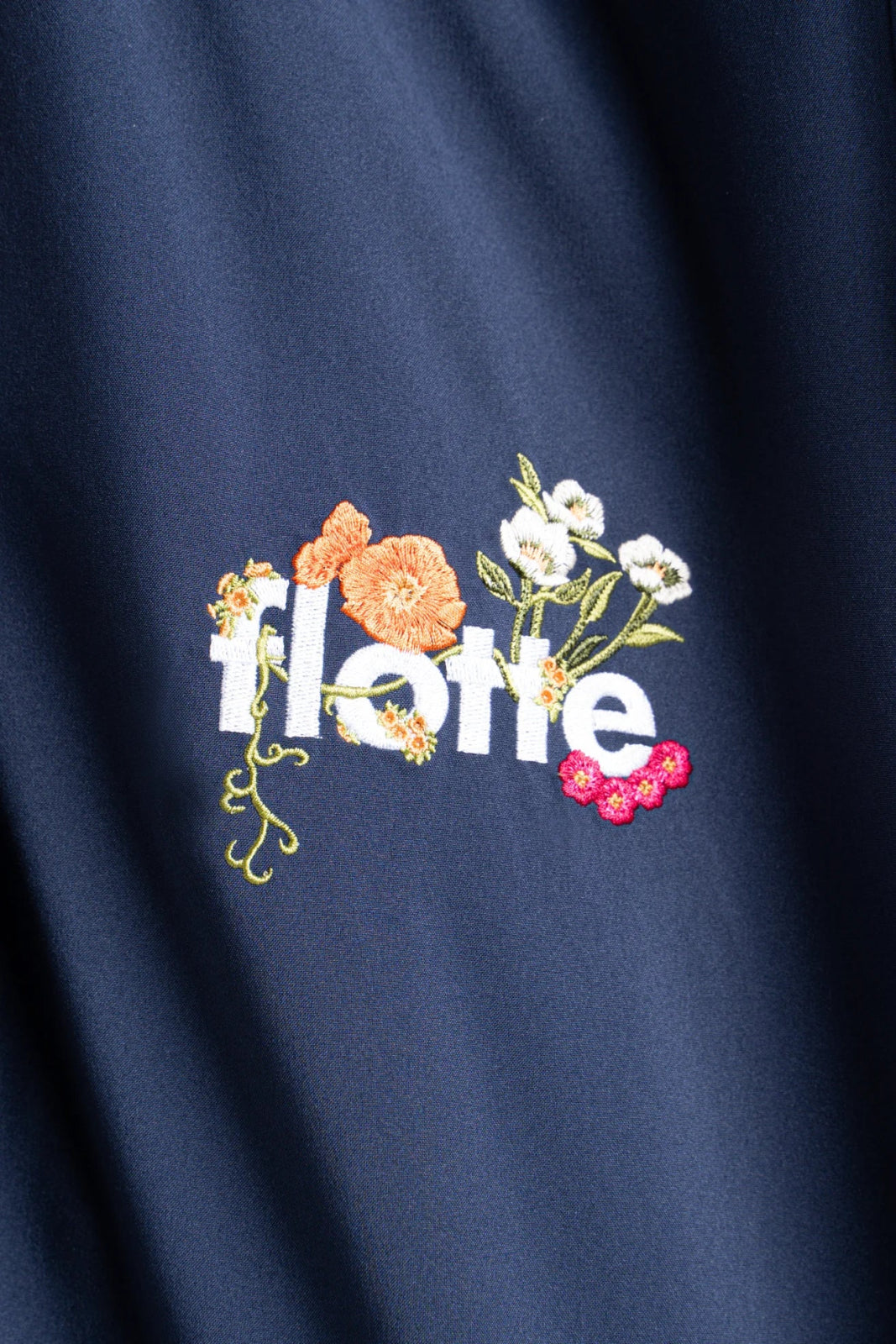 Plaisance - Work blue inspired waterproof jacket with fleet floral embroidery - color indigo #couleur_indigo