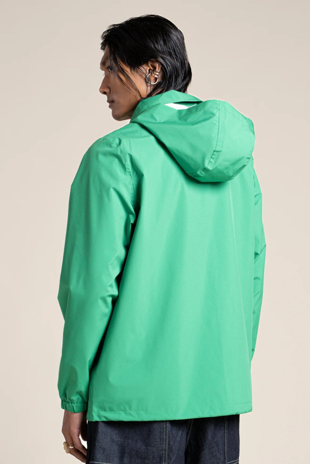 Plaisance - Work blue inspired waterproof jacket with floral fleet embroidery - cactus color #couleur_cactus