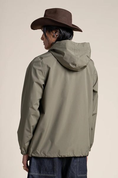 Plaisance - Work blue inspired waterproof jacket with fleet floral embroidery - color khaki #couleur_kaki