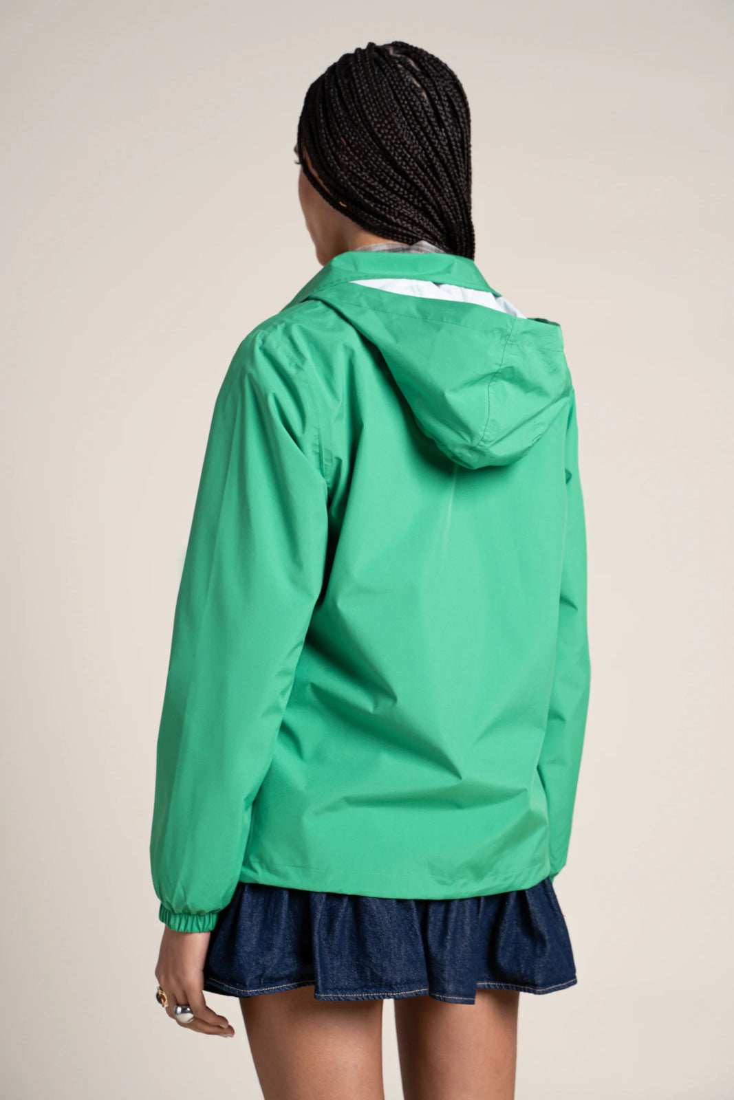 Plaisance - Work blue inspired waterproof jacket with floral fleet embroidery - cactus color #couleur_cactus